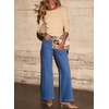 image:imageSidefeel Straight Leg Jeans for Women High Waisted Baggy Pants Loose Stretchy Wide Leg Cargo JeansLight Blue