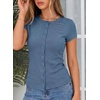 image:imageSidefeel Summer Tops for Women 2026 Cap Sleeve Ribbed Button Down Crewneck Slim Fitted Cute Going Out TopsAshleigh Blue