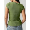 image:imageSidefeel Summer Tops for Women 2026 Cap Sleeve Ribbed Button Down Crewneck Slim Fitted Cute Going Out TopsGrass Green