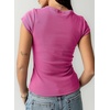 image:imageSidefeel Summer Tops for Women 2026 Cap Sleeve Ribbed Button Down Crewneck Slim Fitted Cute Going Out TopsRose Red