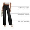 image:imageSidefeel Wide Leg Jeans for Women High Waisted Stretchy Jeans Straight Leg Trendy Patchwork Denim Pants with Oversized FitBlack