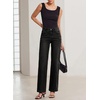 image:imageSidefeel Wide Leg Jeans for Women High Waisted Stretchy Jeans Straight Leg Trendy Patchwork Denim Pants with Oversized FitBlack