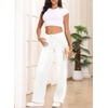 image:imageSidefeel Wide Leg Jeans for Women High Waisted Stretchy Jeans Straight Leg Trendy Patchwork Denim Pants with Oversized FitCream White