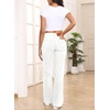image:imageSidefeel Wide Leg Jeans for Women High Waisted Stretchy Jeans Straight Leg Trendy Patchwork Denim Pants with Oversized FitCream White