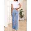 image:imageSidefeel Wide Leg Jeans for Women High Waisted Stretchy Jeans Straight Leg Trendy Patchwork Denim Pants with Oversized FitIceland Blue
