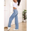image:imageSidefeel Wide Leg Jeans for Women High Waisted Stretchy Jeans Straight Leg Trendy Patchwork Denim Pants with Oversized FitIceland Blue