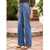 image:imageSidefeel Wide Leg Jeans for Women High Waisted Stretchy Jeans Straight Leg Trendy Patchwork Denim Pants with Oversized FitLight Blue
