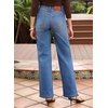 image:imageSidefeel Wide Leg Jeans for Women High Waisted Stretchy Jeans Straight Leg Trendy Patchwork Denim Pants with Oversized FitLight Blue