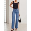 image:imageSidefeel Wide Leg Jeans for Women High Waisted Stretchy Jeans Straight Leg Trendy Patchwork Denim Pants with Oversized FitLight Blue