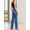 image:imageSidefeel Wide Leg Jeans for Women High Waisted Stretchy Jeans Straight Leg Trendy Patchwork Denim Pants with Oversized FitLight Blue