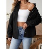 image:imageSidefeel Women Denim Shirt Long Sleeve Button Down Jean Shirts Casual Oversized Trendy Tops BlousesBlack