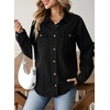 image:imageSidefeel Women Denim Shirt Long Sleeve Button Down Jean Shirts Casual Oversized Trendy Tops BlousesBlack