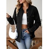 image:imageSidefeel Women Denim Shirt Long Sleeve Button Down Jean Shirts Casual Oversized Trendy Tops BlousesBlack