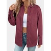 image:imageSidefeel Women Denim Shirts Oversized Long Sleeve Button Down Blouse V Neck Casual Top ShacketsBurgundy