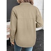 image:imageSidefeel Women Denim Shirts Oversized Long Sleeve Button Down Blouse V Neck Casual Top ShacketsKhaki