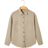 image:imageSidefeel Women Denim Shirts Oversized Long Sleeve Button Down Blouse V Neck Casual Top ShacketsKhaki