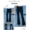image:imageSidefeel Women Ripped Flare Jeans Mid Rise Fitted Denim Pants Size 16 Black