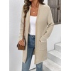image:imageSidefeel Womens 2025 Fall Outfits Long Sleeve Open Front Cardigan Sweaters Trendy Chunky Hexagon Knit Sweaters CoatApricot