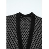 image:imageSidefeel Womens 2025 Fall Outfits Long Sleeve Open Front Cardigan Sweaters Trendy Chunky Hexagon Knit Sweaters CoatBlack