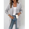 image:imageSidefeel Womens 2025 Fall Outfits Long Sleeve Open Front Cardigan Sweaters Trendy Chunky Hexagon Knit Sweaters CoatGray