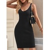 image:imageSidefeel Womens 2026 Summer V Neck Ribbed Knit Sleeveless Tank Dresses Sexy Bodycon Club Night Out DressesBlack