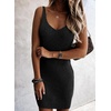 image:imageSidefeel Womens 2026 Summer V Neck Ribbed Knit Sleeveless Tank Dresses Sexy Bodycon Club Night Out DressesBlack