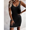 image:imageSidefeel Womens 2026 Summer V Neck Ribbed Knit Sleeveless Tank Dresses Sexy Bodycon Club Night Out DressesBlack and White