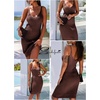 image:imageSidefeel Womens 2026 Summer V Neck Ribbed Knit Sleeveless Tank Dresses Sexy Bodycon Club Night Out DressesBrown