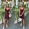 image:imageSidefeel Womens 2026 Summer V Neck Ribbed Knit Sleeveless Tank Dresses Sexy Bodycon Club Night Out DressesBrown