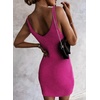 image:imageSidefeel Womens 2026 Summer V Neck Ribbed Knit Sleeveless Tank Dresses Sexy Bodycon Club Night Out DressesHot Pink
