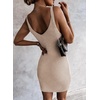 image:imageSidefeel Womens 2026 Summer V Neck Ribbed Knit Sleeveless Tank Dresses Sexy Bodycon Club Night Out DressesKhaki