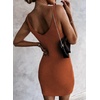 image:imageSidefeel Womens 2026 Summer V Neck Ribbed Knit Sleeveless Tank Dresses Sexy Bodycon Club Night Out DressesOrange