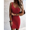 image:imageSidefeel Womens 2026 Summer V Neck Ribbed Knit Sleeveless Tank Dresses Sexy Bodycon Club Night Out DressesRed