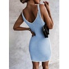 image:imageSidefeel Womens 2026 Summer V Neck Ribbed Knit Sleeveless Tank Dresses Sexy Bodycon Club Night Out DressesSky Blue and White