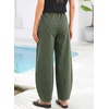 image:imageSidefeel Womens Baggy Wide Leg Jeans Elastic Waist Drawstring Front Seam Ankle High Waisted Barrel JeansGreen