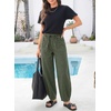 image:imageSidefeel Womens Baggy Wide Leg Jeans Elastic Waist Drawstring Front Seam Ankle High Waisted Barrel JeansGreen
