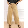 image:imageSidefeel Womens Baggy Wide Leg Jeans Elastic Waist Drawstring Front Seam Ankle High Waisted Barrel JeansKhaki