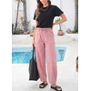 image:imageSidefeel Womens Baggy Wide Leg Jeans Elastic Waist Drawstring Front Seam Ankle High Waisted Barrel JeansPink