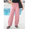 image:imageSidefeel Womens Baggy Wide Leg Jeans Elastic Waist Drawstring Front Seam Ankle High Waisted Barrel JeansPink