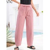 image:imageSidefeel Womens Baggy Wide Leg Jeans Elastic Waist Drawstring Front Seam Ankle High Waisted Barrel JeansPink