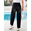 image:imageSidefeel Womens Barrel Jeans High Waisted Elastic Stretchy Baggy Wide Leg Jeans Trendy Patchwork Loose Ankle Denim PantsBlack