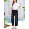 image:imageSidefeel Womens Barrel Jeans High Waisted Elastic Stretchy Baggy Wide Leg Jeans Trendy Patchwork Loose Ankle Denim PantsBlack
