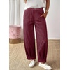 image:imageSidefeel Womens Barrel Jeans High Waisted Elastic Stretchy Baggy Wide Leg Jeans Trendy Patchwork Loose Ankle Denim PantsBurgundy