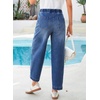 image:imageSidefeel Womens Barrel Jeans High Waisted Elastic Stretchy Baggy Wide Leg Jeans Trendy Patchwork Loose Ankle Denim PantsLight Blue