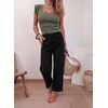 image:imageSidefeel Womens Barrel Jeans High Waisted Stretchy Drawstring Ankle Tapered Denim Pants with PocketsBlack