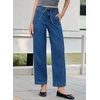 image:imageSidefeel Womens Barrel Jeans High Waisted Stretchy Drawstring Ankle Tapered Denim Pants with PocketsBluing