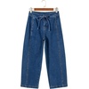 image:imageSidefeel Womens Barrel Jeans High Waisted Stretchy Drawstring Ankle Tapered Denim Pants with PocketsBluing