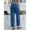 image:imageSidefeel Womens Barrel Jeans High Waisted Stretchy Drawstring Ankle Tapered Denim Pants with PocketsBluing