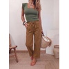 image:imageSidefeel Womens Barrel Jeans High Waisted Stretchy Drawstring Ankle Tapered Denim Pants with PocketsBrown