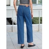 image:imageSidefeel Womens Barrel Jeans High Waisted Stretchy Drawstring Ankle Tapered Denim Pants with PocketsDark Blue